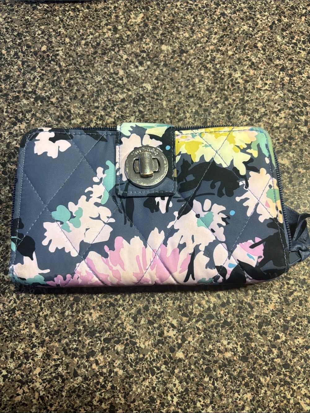 Vera Bradley Floral Quilted Wallet - Navy Multi